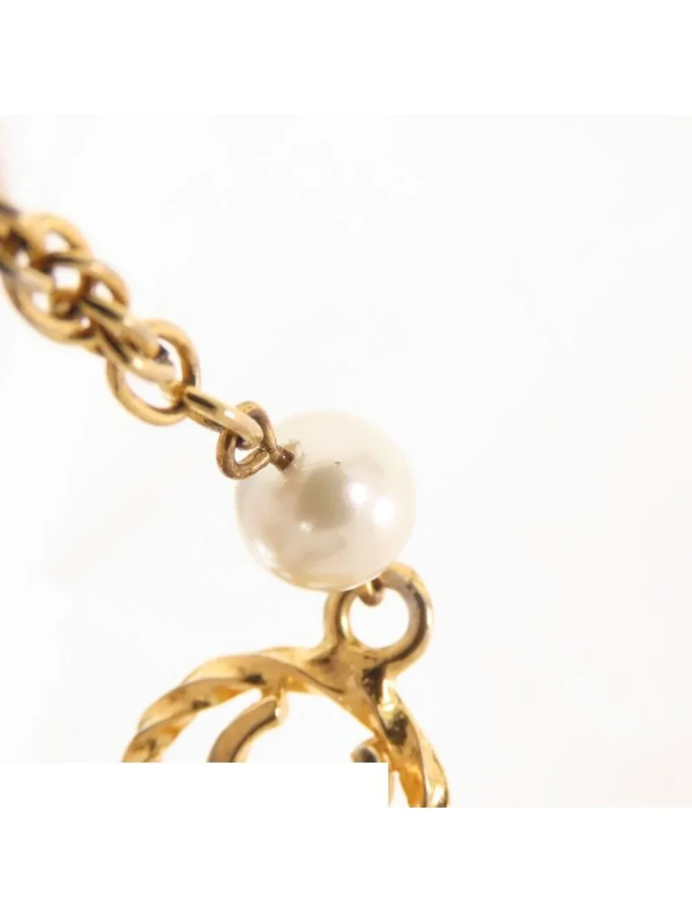 Chanel CC Logo Chain Bracelet Gold Metal Costume Pearl